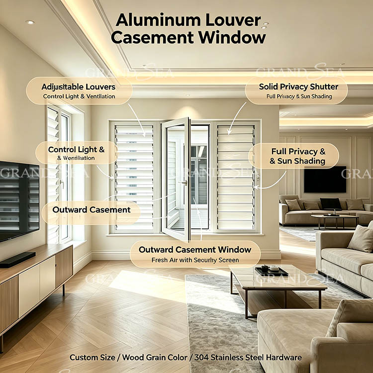 manual aluminum louver window