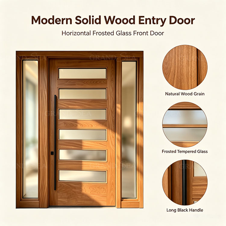 wood glass pivot front doors